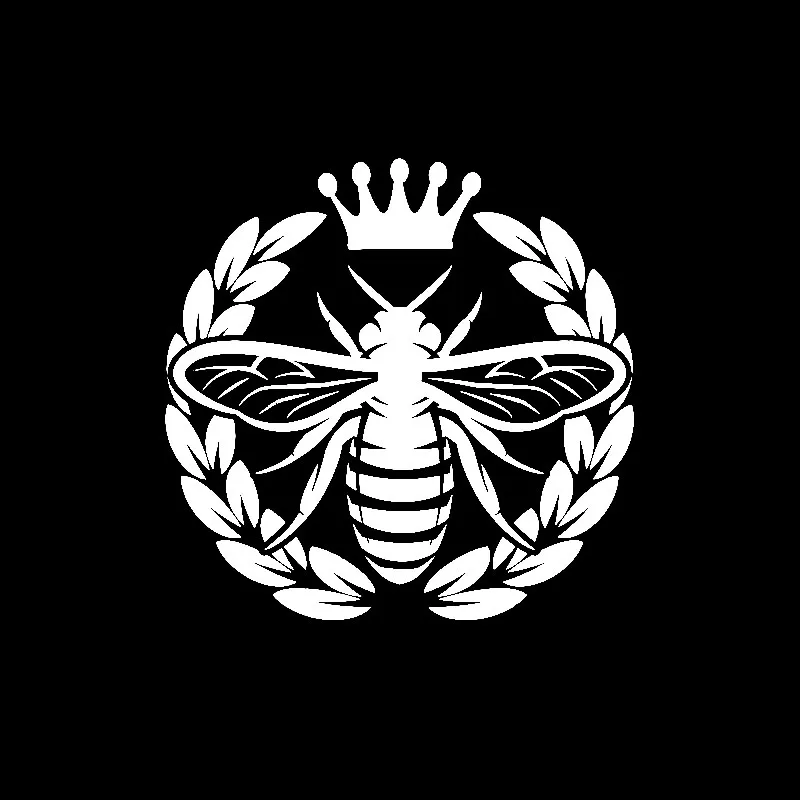 Black/Silver Original Beautiful Delicate Artistic Insect Crown Honey Bee Vinyl Decal Cool Car Sticker 15.4M*15.1CM