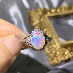 Classic Silver Opal Ring for Wedding Excellent Brilliance Natural Opal Gemstone Ring Solid 925 Sterling Silver Opal Ring Gift