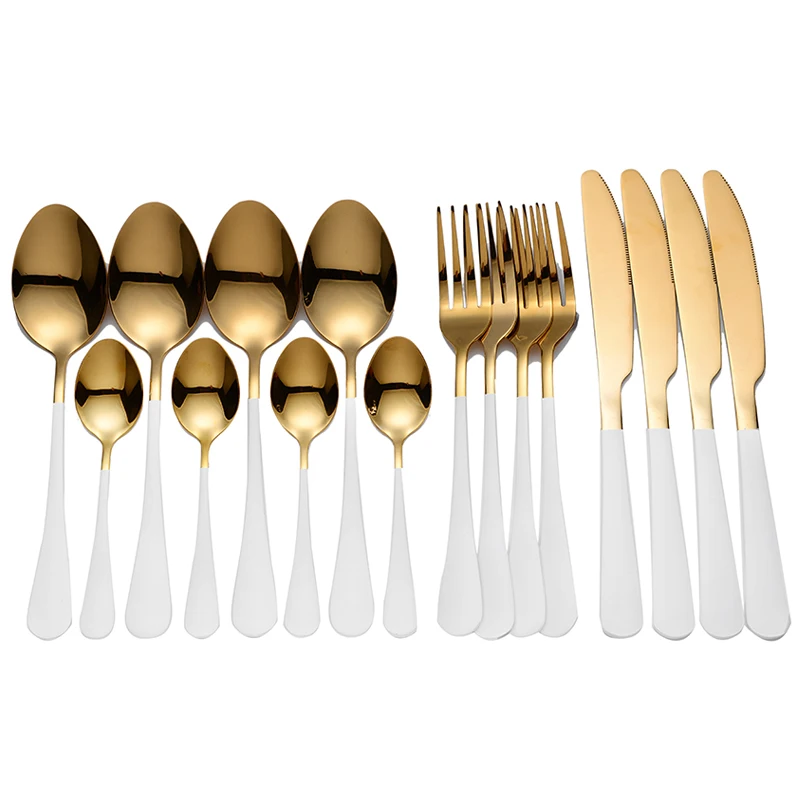 

Tablewellware Cutlery Set Forks Knives Spoons Stainless Steel Cutlery Set 16 Pcs Golden Tableware Silverware Dinnerware Set