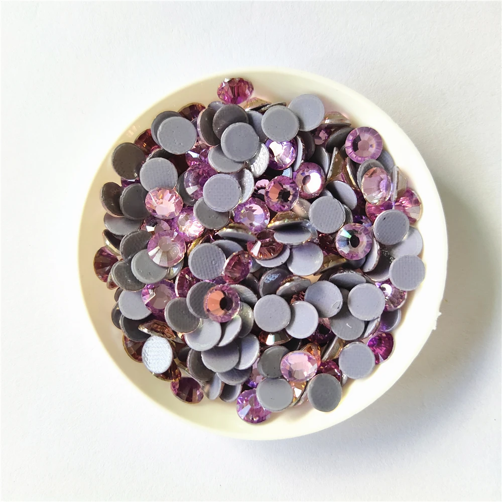 AAAA+Quality New Violet/Metal Crystal Hotfix Rhinestones Glass Strass Iron On Stone For Nail Art Sewing & Fabric Decoretion