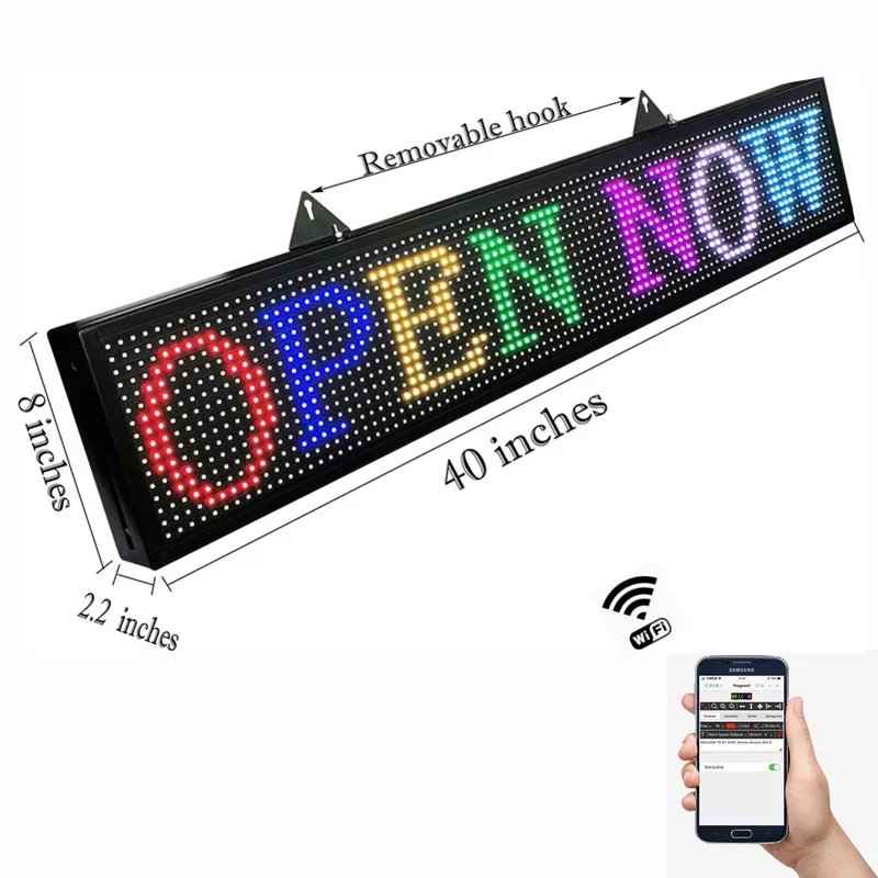 PH10mm Wifi Sign 40X8 Inch Waterdichte Outdoorprogrammable Scrolling Message Board Voor Venster