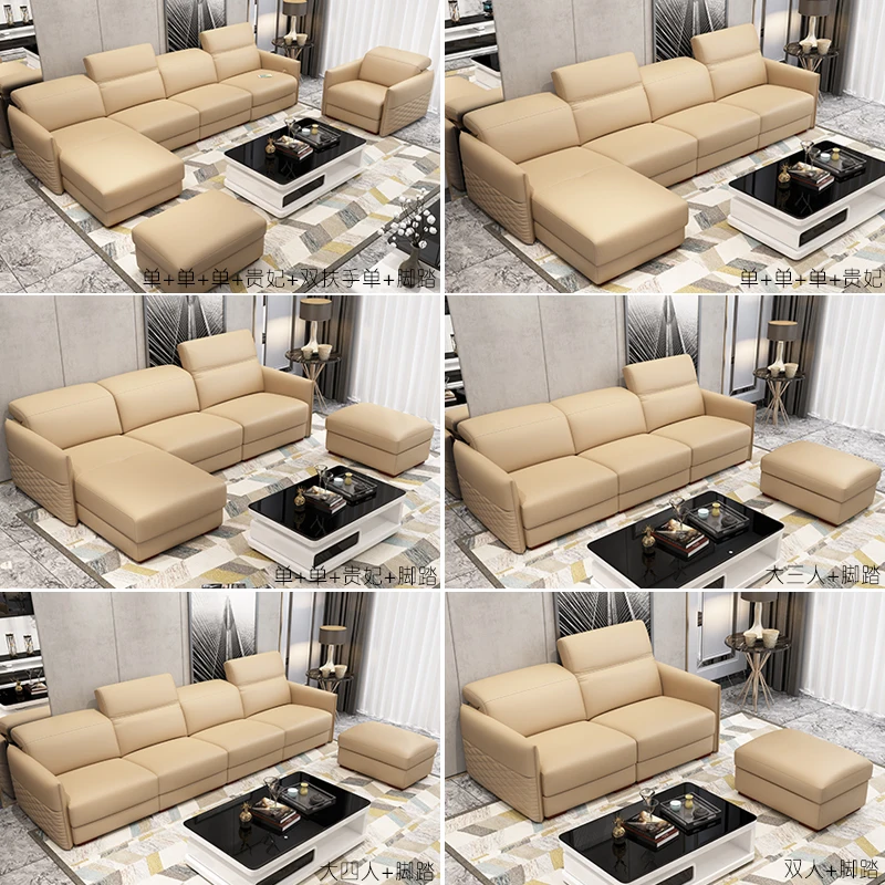 Sofa do salonu zestaw mebli prawdziwa oryginalna skóra bydlęca sofy recliner puff asiento muebles de sala canape 4 sofa do siedzenia cama