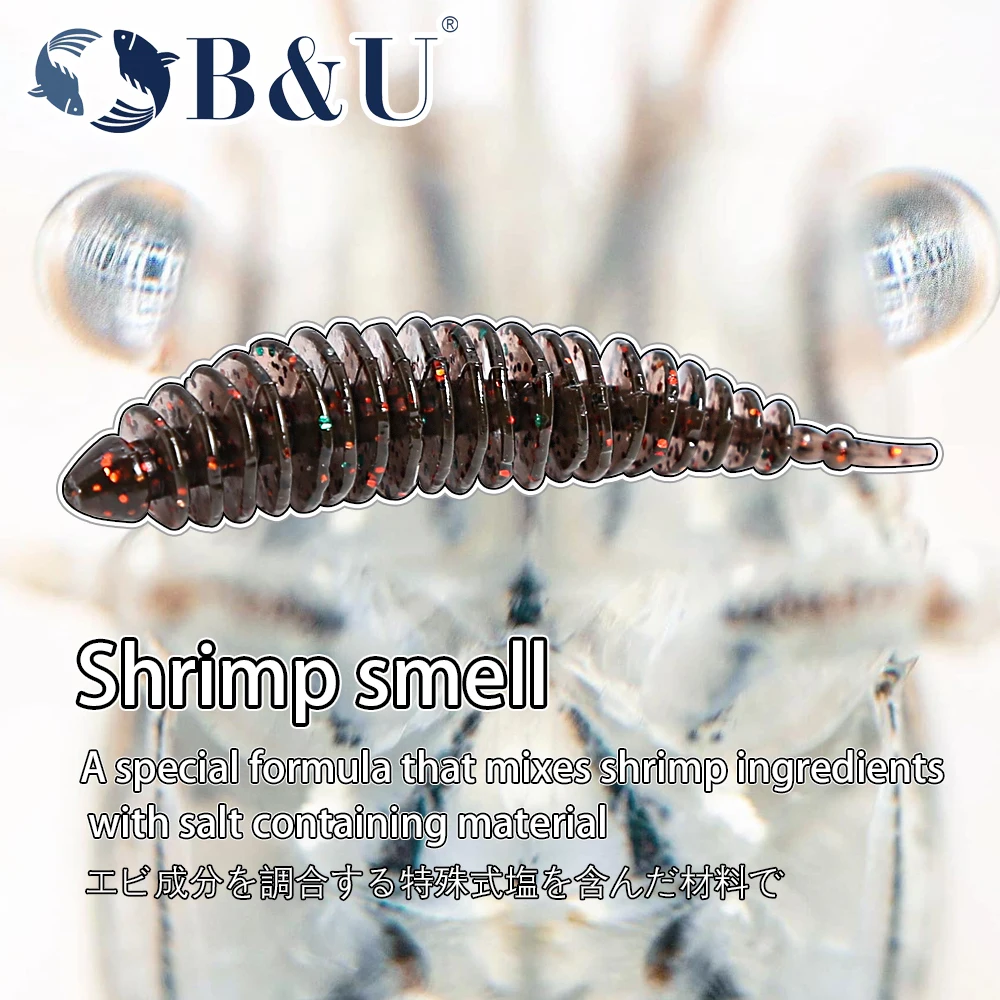 B&U 40 mm 60 mm weicher Angelköder Shad Silikonköder Wurm Wobbler Künstlicher Leurre Souple für Hecht Swimbait – Detail 5