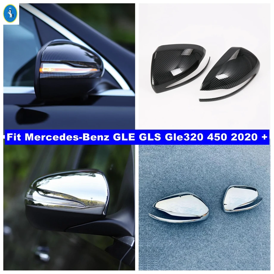 

Rearview Mirror Protection Cap Cover Trim For Mercedes-Benz GLE GLS Gle320 450 2020 2021 Chrome / Carbon Look Car Accessories