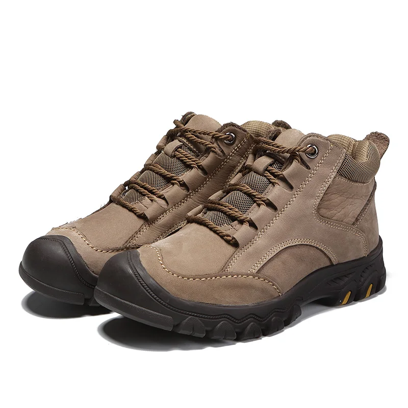 

Men Winter Boots Genuine leather Handmade Warm Wool Waterproof Solid Men Winter Shoes Hombre