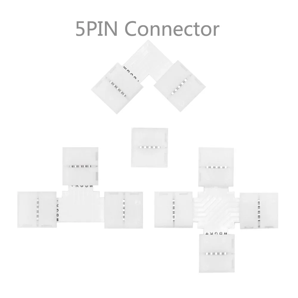 10mm Width Solderless LED Connector 2/3/4/5PIN T/L/X Shape Corner Connector For WS2811 WS2812 3528 5050 RGB Led Strip Light