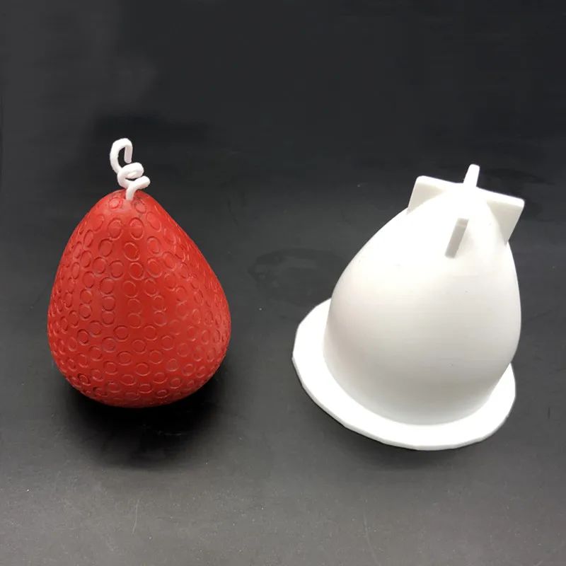 3D Christmas Strawberry Candle Mold DIY Aromatherapy Handmade Soy Wax Mould Kitchen Tools Cake Soap Silicone Mold Scented Candle