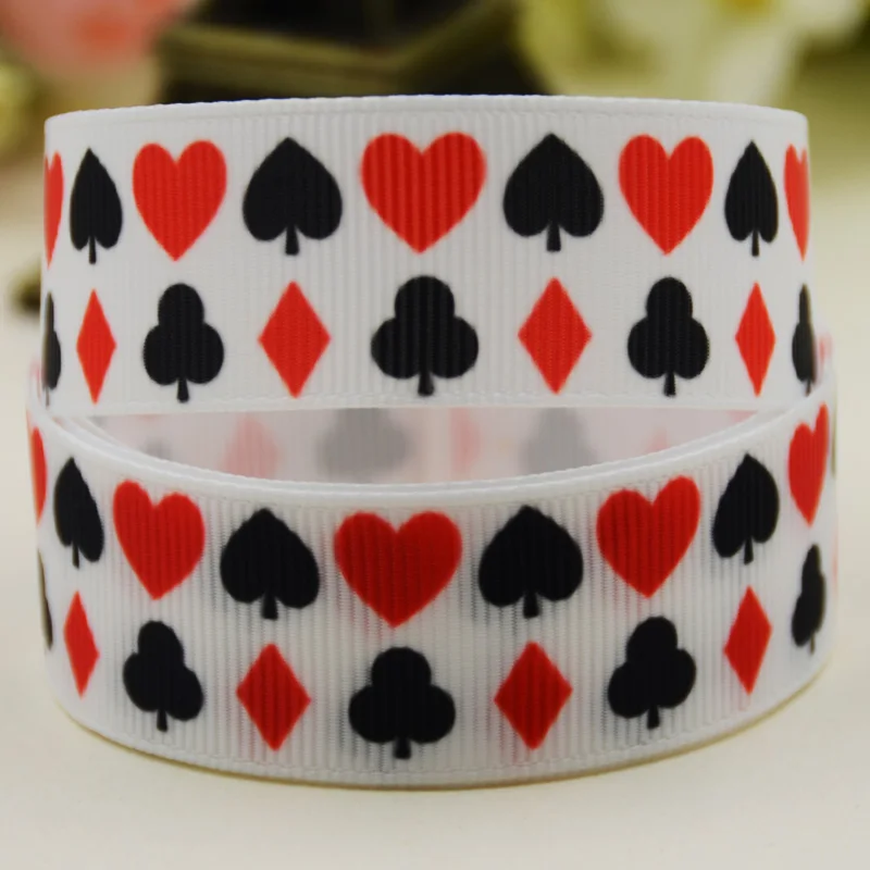 22mm 25mm 38mm 75mm Poker Cartoon printed Grosgrain Ribbon party decoration 10 Yards X-02943