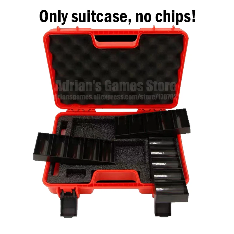 

300PCS Poker Chips Suitcase ABS Casino Tokens Briefcase Red Storage Box Poker Chip Case