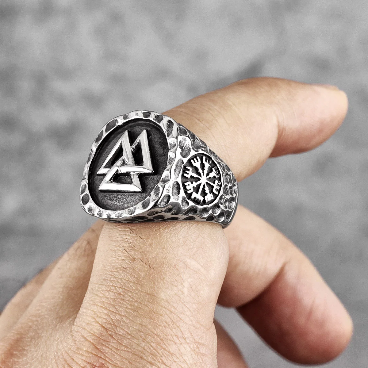 Myth Odin Triangle Symbol Viking Stainless Steel Mens Rings Vintage Simple for Male Boyfriend Jewelry Creativity Gift Wholesale