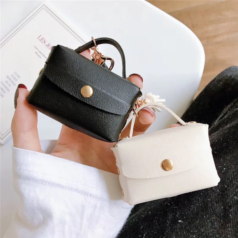 Luxo bolsa de couro para apple airpods pro caso ins borlas capa para apple airpods 3 sacos acessórios fone de ouvido caso pingente # f0