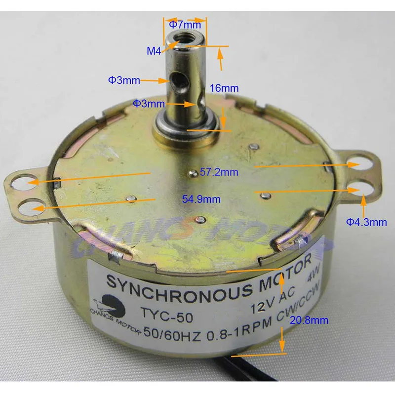 Synchronous Motor TYC-50 12V Electric Motor AC 0.8/1RPM 15/18RPM CW CCW Robust Torque For Fan Motor Incubator Motor