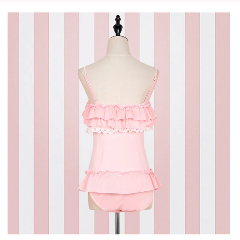 One Piece Swimsuit Cute Sexy Anime Cosplay Costume Women Kawaii Black Cat & Powder Rabbit Swimsuit Lolita Japanese Sukumizu
