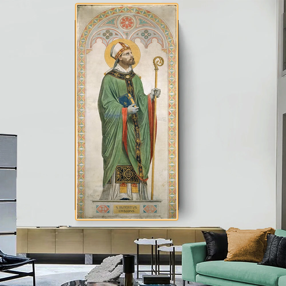 Ingres《Aint Rupert, Bishop of Worms (Saint Robert)》Canvas Oil Painting World Famous Artwork Picture Decor Home Decoration
