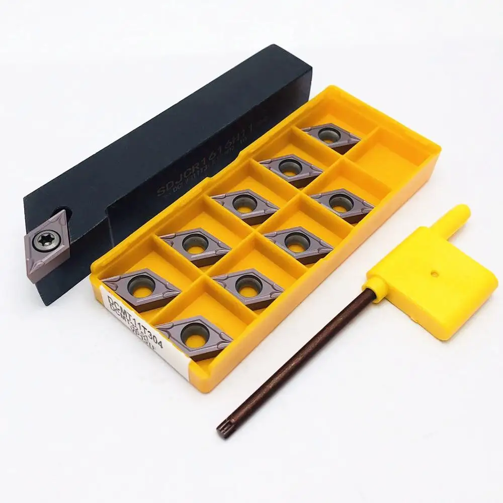 Pemegang alat pemutar CNC eksternal dc+ + + 10 buah pisau karbida DCMT11T304 304