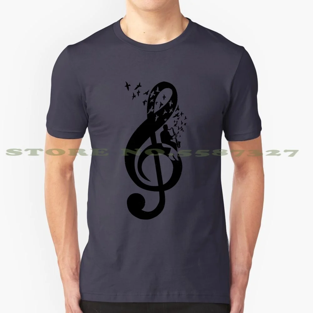 Treble Clef - Bass Clarinet 100% Cotton T-Shirt Treble Clef Bass Clarinet Silhouettes Instrument Clarinet Player Celebration