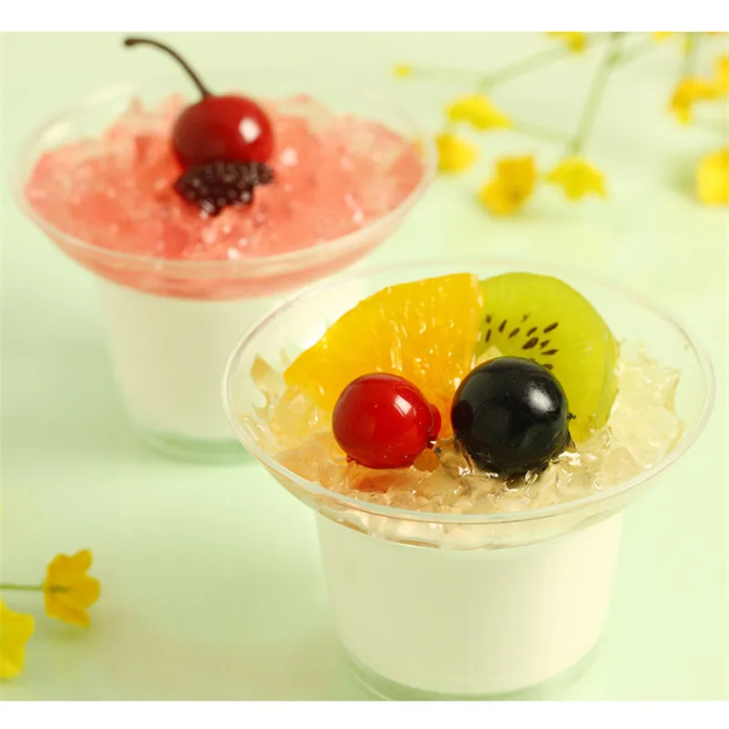 

50pcs Net red ice cream cup plastic mousse cup large round mouth clear cone yogurt jelly dessert disposable cups with lids 170ml