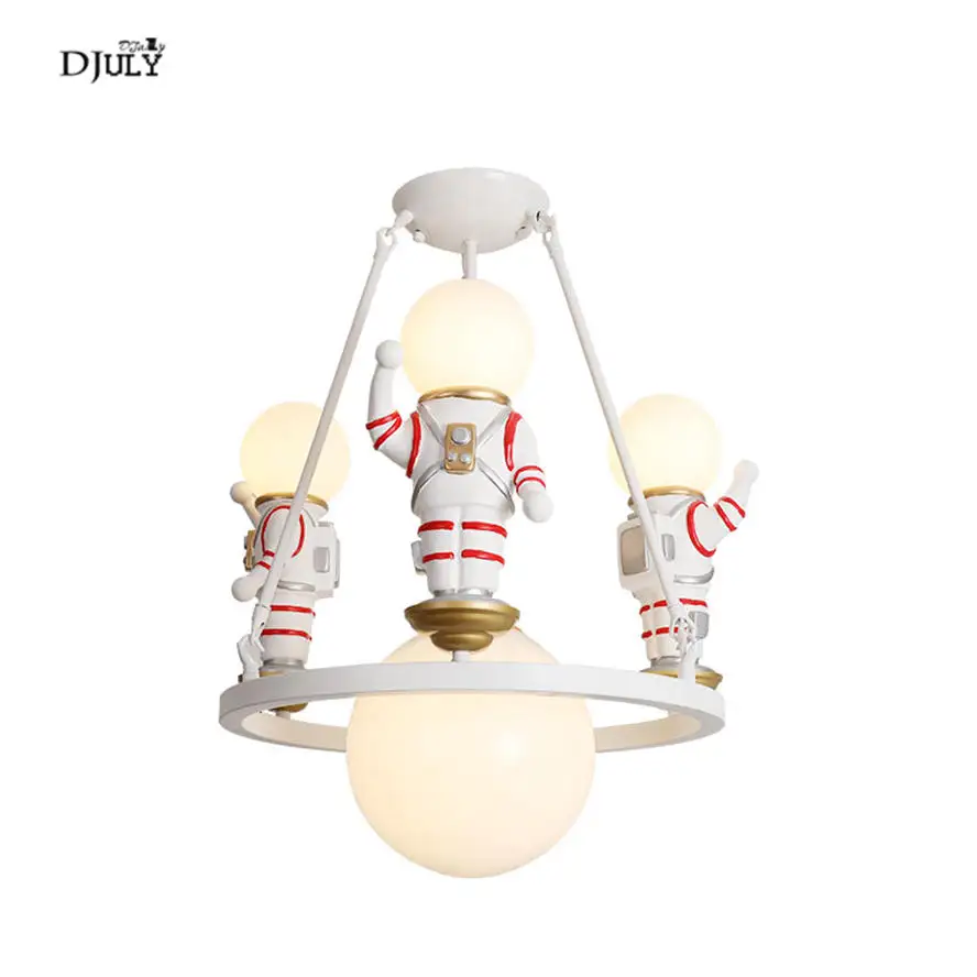 Space Astronaut Chandelier Boy Bedroom Study Room Living Room Children's Clothing Store Modern Luster Lamps LED Decorative Light