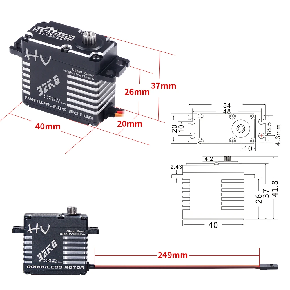 JX bezszczotkowy serwo BLS-HV7132MG 32KG 7.4V 0.07sec wysoka prędkość precyzyjna stalowa przekładnia CNC cyfrowy dla RC samochód Robot samolot Drone