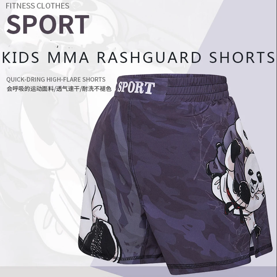 MMA Shorts Kids Muay Thai Rashguard Shark Boxing Trunks Child Kickboxing Fight Grappling Shorts Animal Printed Fight Sprot Pants