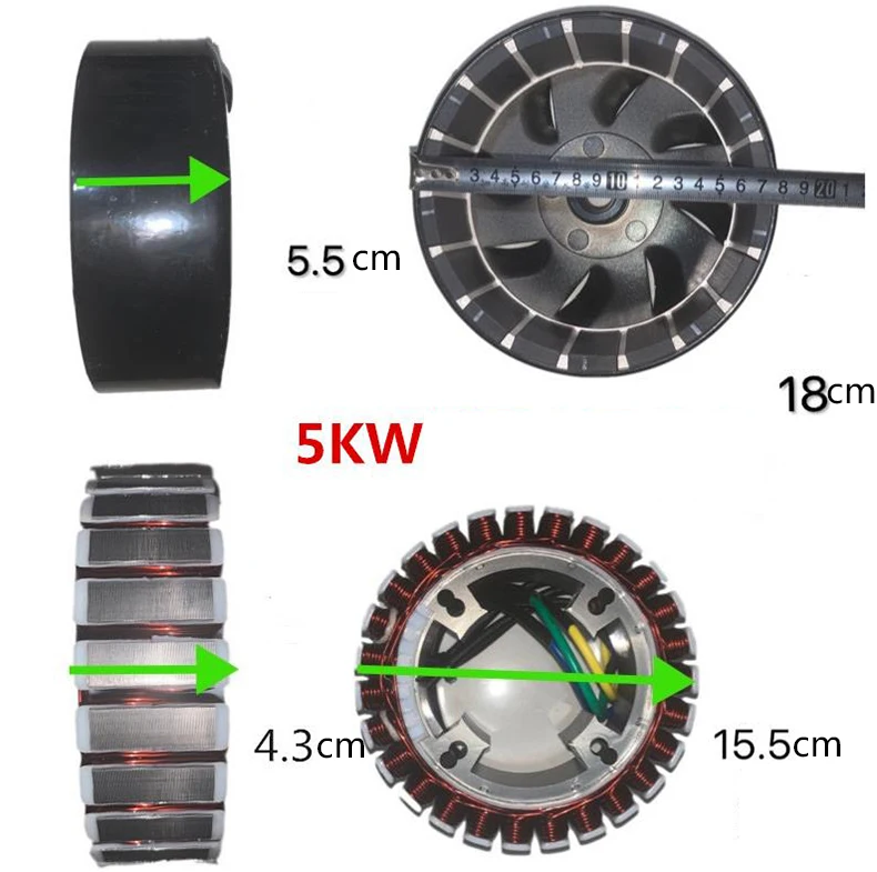 3000w5000w Xe Điện Phạm Vi Mở Rộng Xăng Máy Phát Điện Phụ Kiện 48v60v72v Phạm Vi Mở Rộng Cánh Quạt Stator 27 Cấp Nguyên Chất Đồng