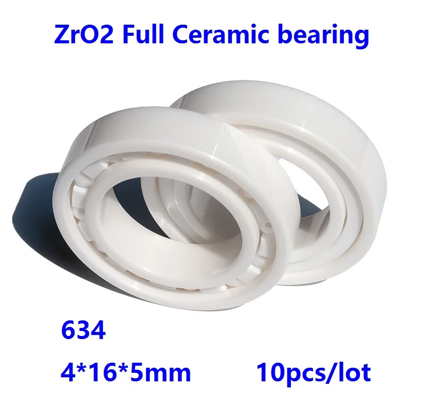 

10pcs/lot 634 Zirconia Ceramic deep groove ball bearings 4*16*5mm ZrO2 full Ceramic bearing 4x16x5mm