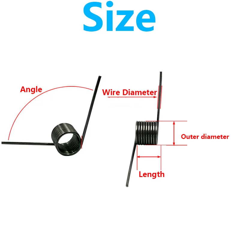 V-Shaped Helicaltorsio Ring 65Mn Steel Helical Torsion Spring Wire Diameter 1.4mm Angle 60 90 120 180 Degrees 10Pieces