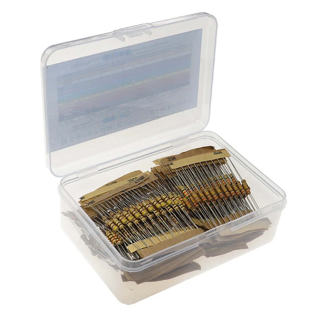 500 шт./коробка 1/2 Вт 0,5 Вт 5% карбоновый пленочный резистор 50 значений Ом ~ 1 МОм смешанный комплект