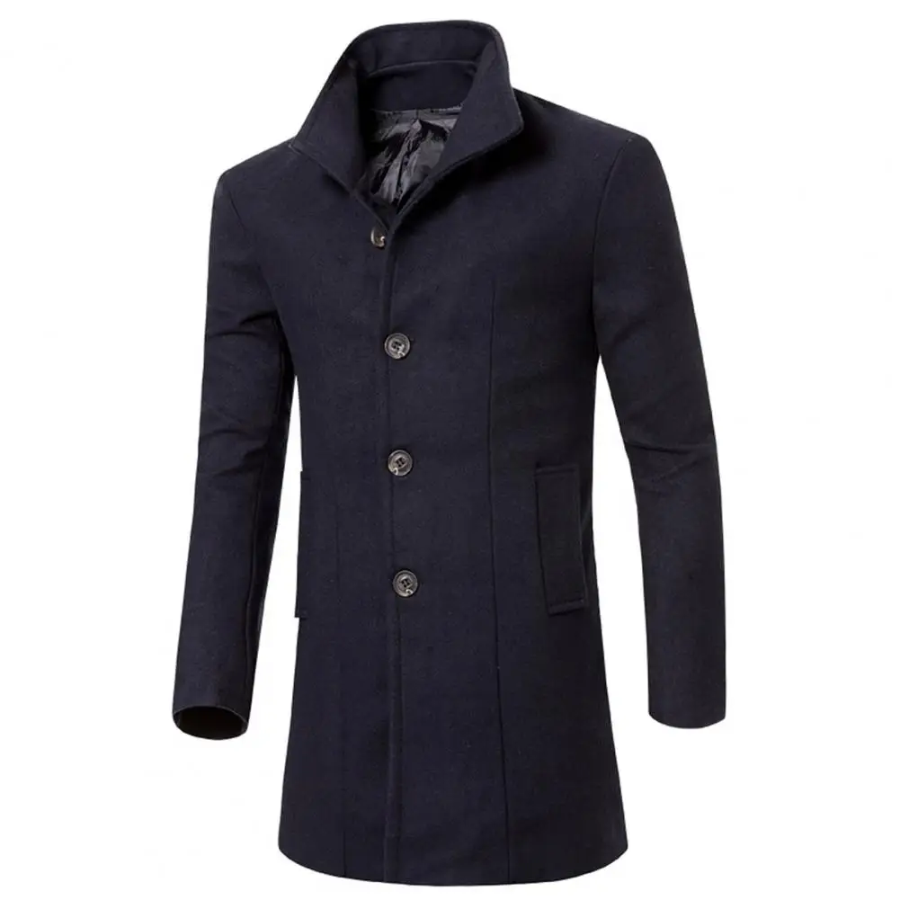 Winter Jacket Men Mid-Length Overcoat Single-breasted Long Trench Coat Men Cardigan Jacket abrigo hombre пальто мужское зимнее