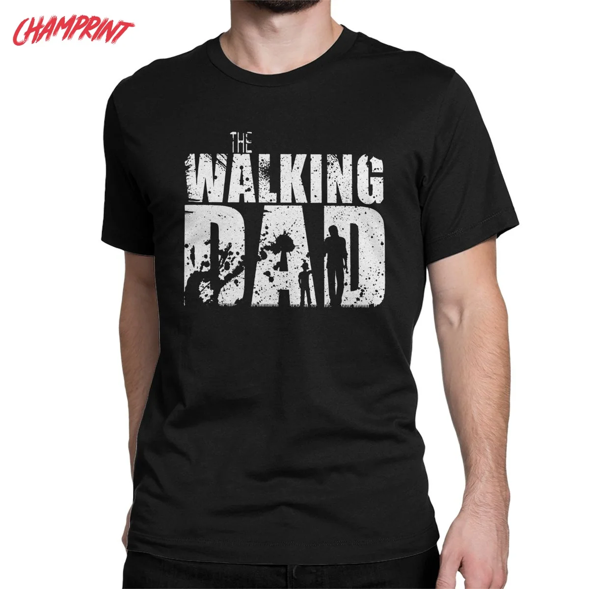 The Walking Dad T Shirt for Men Cotton T-Shirts Round Collar The Walking Dead Father Day Zombie Tee Shirt Tops Plus Size