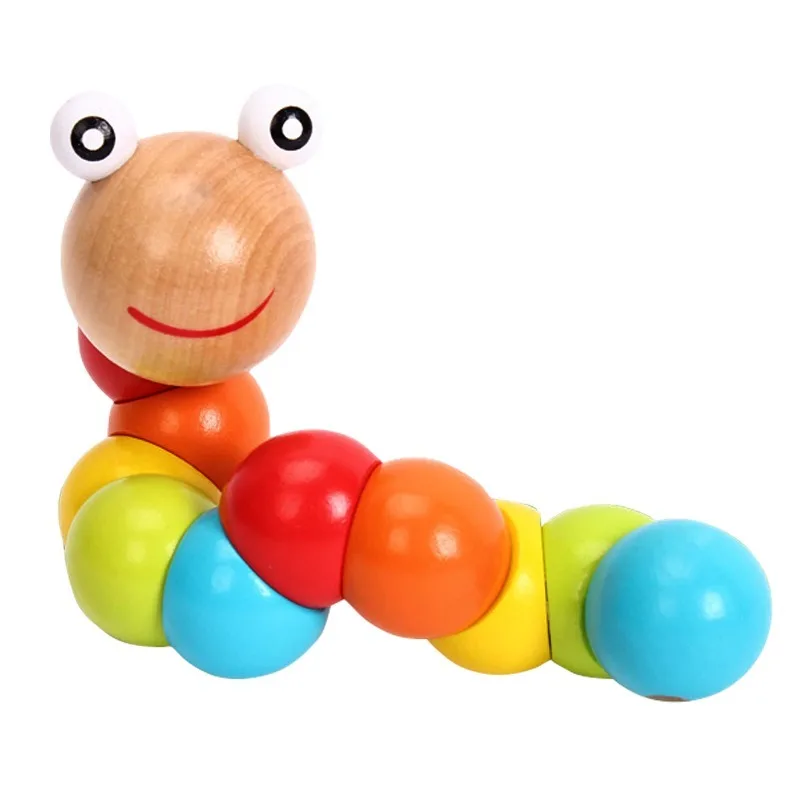 New New Worm Twist Puppet Cognition fun Educational Toys Changeable Shape Wooden Blocks Kids Colorful Caterpillar Baby Toy