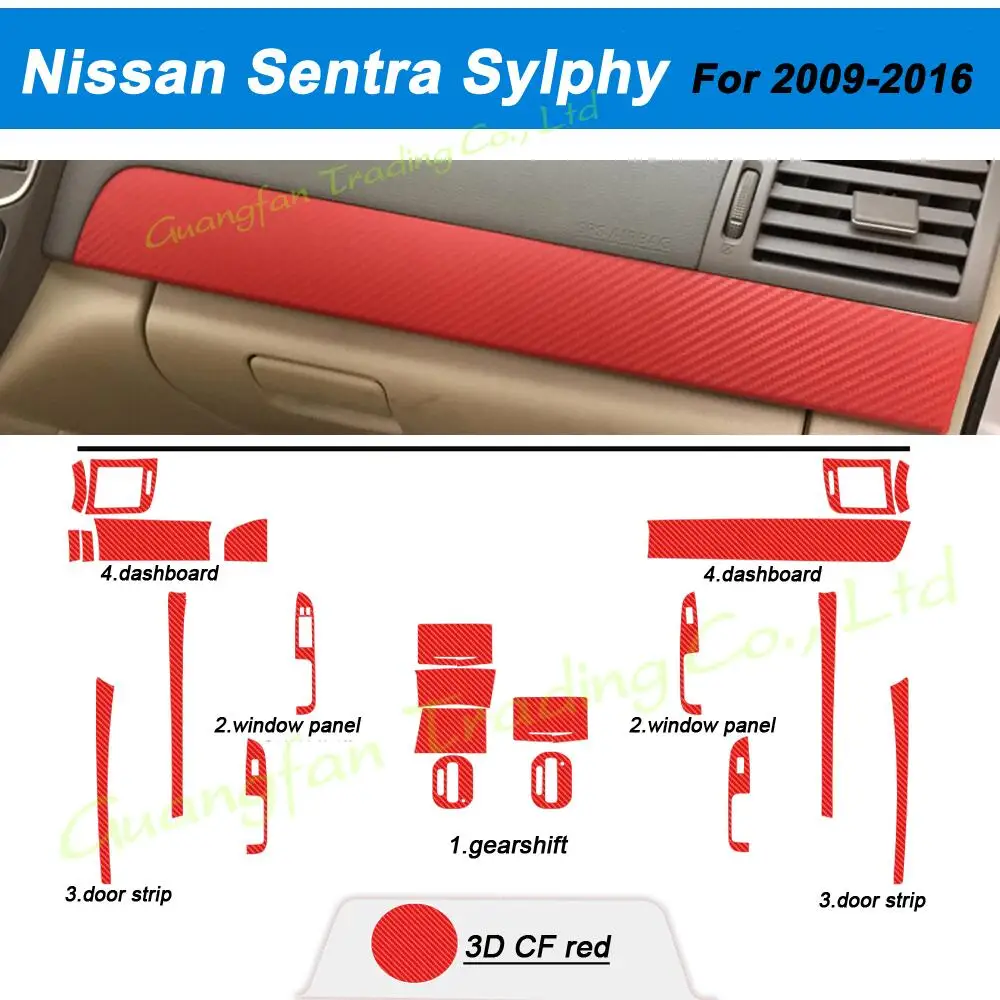 

Автомобильный Стайлинг 3D5D углеродное волокно салон автомобиля центральная консоль изменение цвета молдинговые наклейки наклейки для Nissan Sentra Sylphy 2009-2016