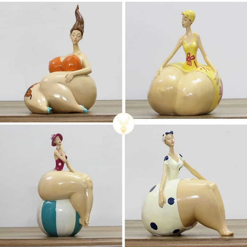 Nordic Ins Golf Beauty Plump Woman Ornaments Crafts Home Livingroom Desk Fat Girl Figurines Clubs Statues Decoration Accessories