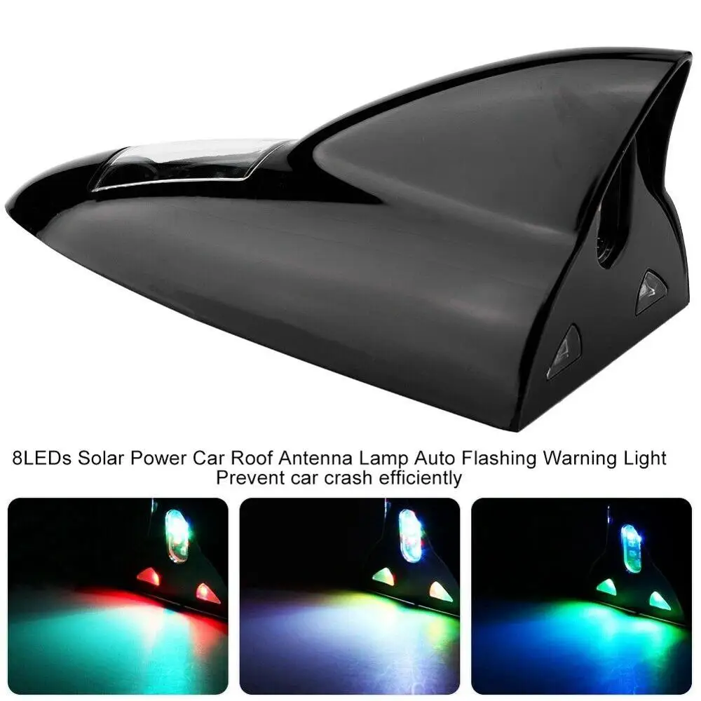 8 LED Solar Power Car Shark Fin Roof Antenna Lamp Flashing Warning Light for Honda Hyundai Skoda Suzuki Volvo Ram BMW kia Mazda