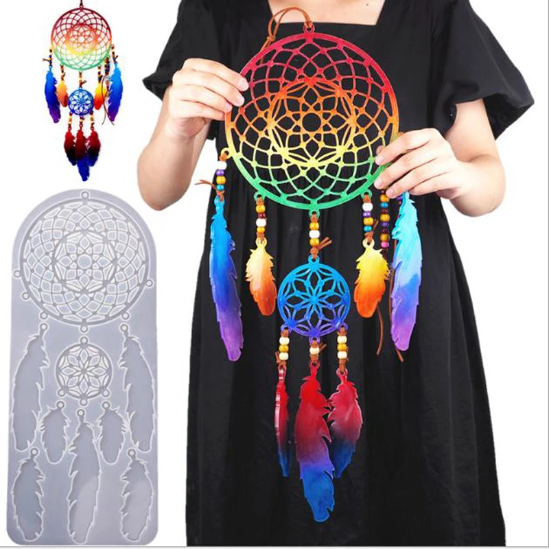 

Dream Catcher Silicone Mold Wall Decoration Crafts DIY Tool Key chain Epoxy UV Resin molds Casting Mould Ornaments Dreamcatcher