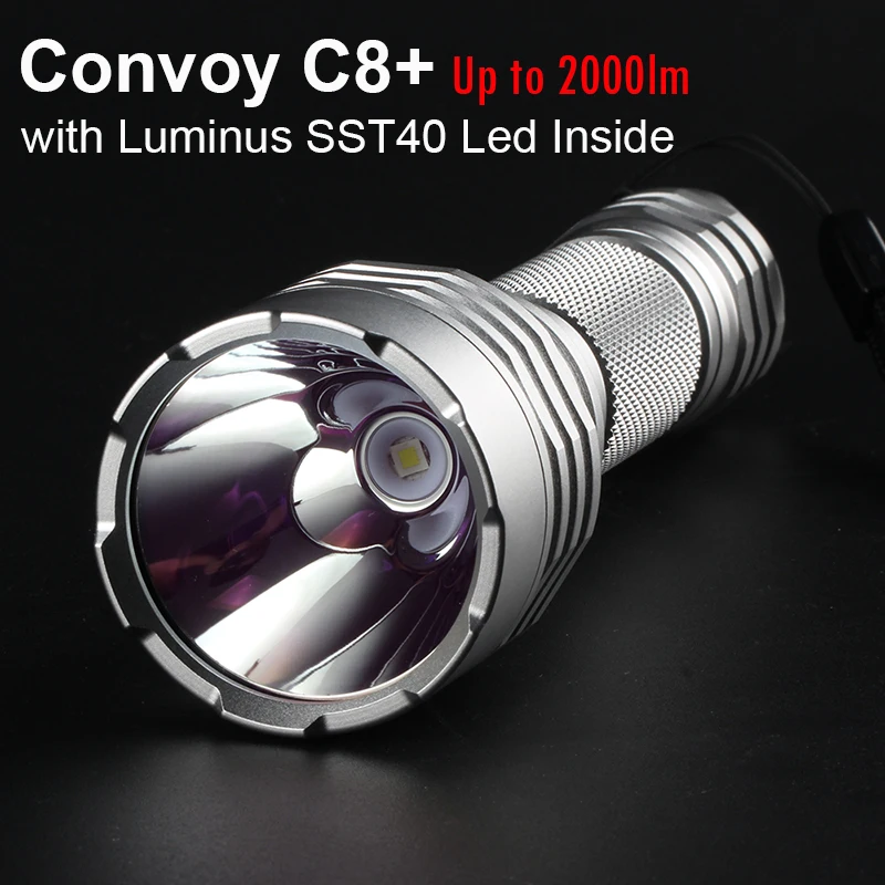 

Silver Flashlight Convoy C8 Plus with Luminus SST40 Led Linterna 18650 Flash Torch Light 2000lm Camping Fishing Bicycle Lamp