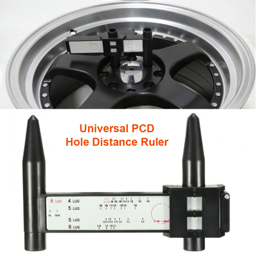 Universal PCD Measuring Sliding Pitch Ruler Wheel Circle Tyre Diameter Gauge Meter Lug Bolt Hub Hole Distance Hand Tool