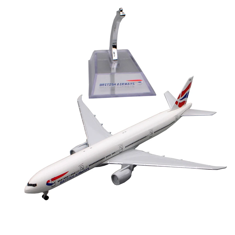 Diecast 1:400 Scale British Airways B-777-300 Static Aircraft Model with Wheels Alloy Passenger Aircraft Model Airplane