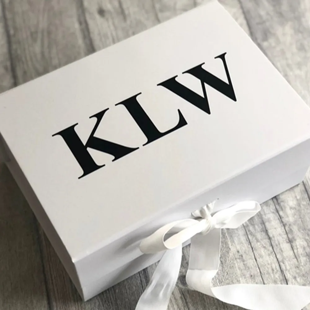 Personalised Initials Small Gift Box, White Box with Ribbon Tie, Birthday Gift Box Keepsake Memory gift Box cutom Present Box