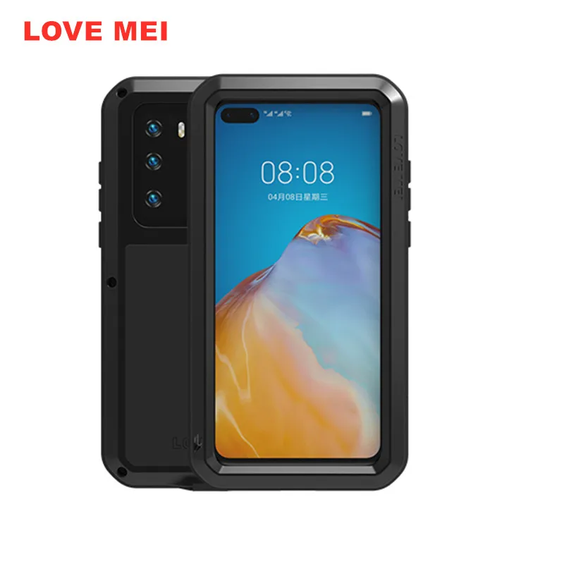 Love Mei Metal Tempered glass Full Protective Cover For Huawei P40 Pro Lite Case Heavy Duty Armor Shockproof Waterproof Coque