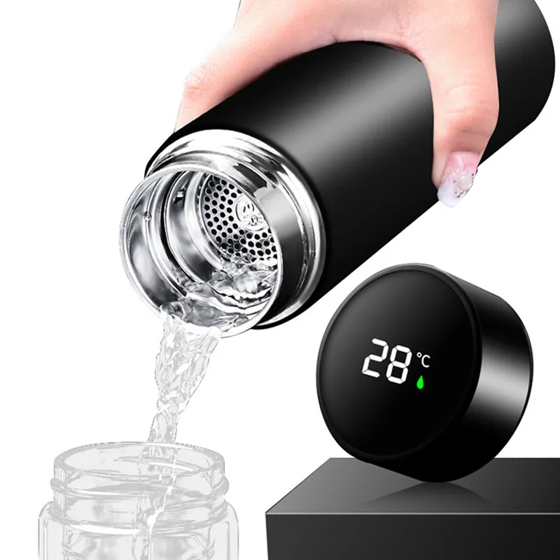 Smart Vacuum Flask Water Bottle, LED Digital Display, Temperature Display, Stainless Steel, 500ml, 2022 New