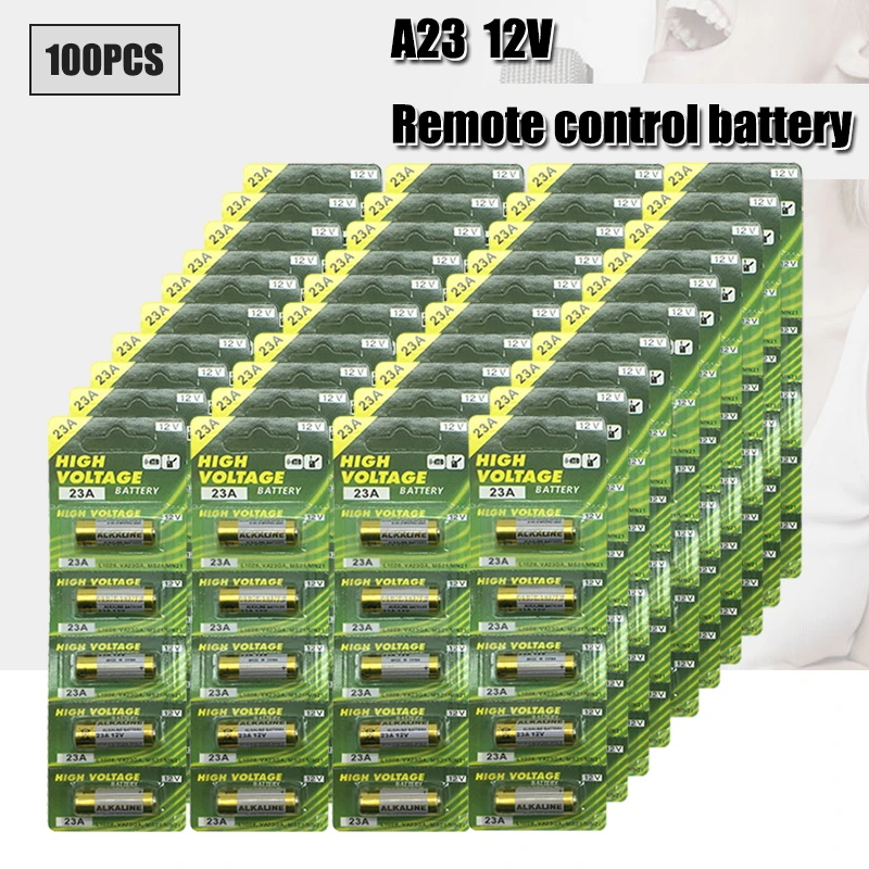 100PCS 23A 12V dry alkaline battery 23AE 21/23 A23 23GA MN21 for doorbell,car alarm,walkman,car remote control etc