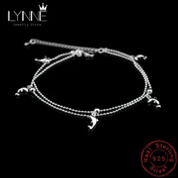 New Fashion Dolphin Pendant Small Round Ball Bead Anklet Bracelet 925 Sterling Silver Dolphin Ankle Chain For Women Jewelry Gift