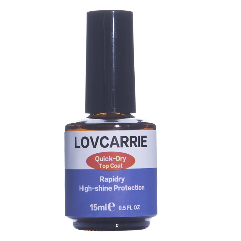 LOVCARRIE แห้งเร็ว Top Coat 15ML Rapidry High GLOSS Shine FINISH สำหรับเล็บ Lacquer เล็บเล็บ Art เคลือบเงาออกแบบ