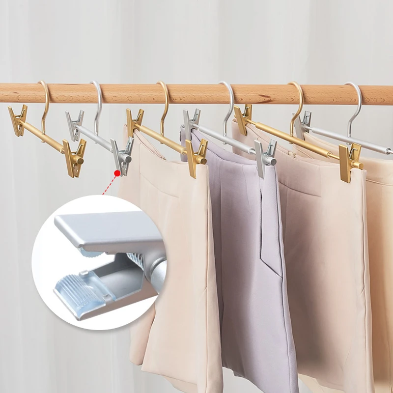 

Trouser Hanger Gold Aluminium Alloy Anti Slip Hangers for Towels Dress Pants Drying Rack Wardrobe Organizer Trouser Rack 5/10pcs