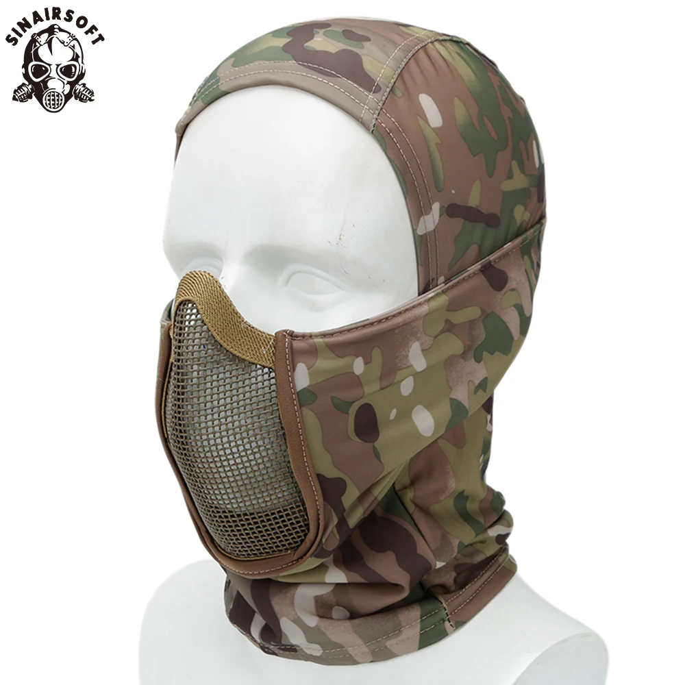 

Tactical Full Face Mesh Mask Balaclava Airsoft Paintball Halloween Mask CS Game Hunting Cycling Protective Helmet Liner Cap