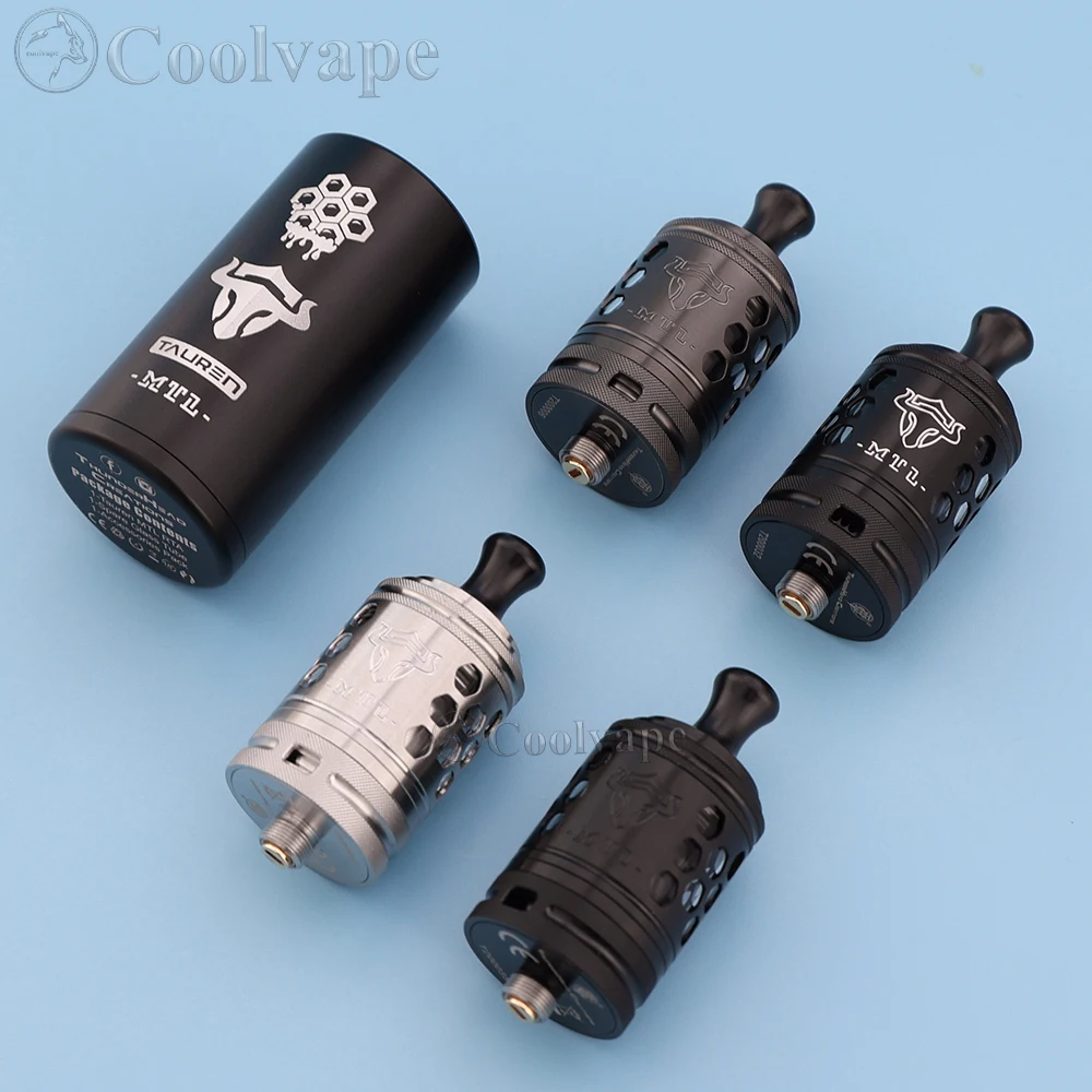 Original THC Tauren MTL RTA 24mm Atomizer 2ml Capacity 316ss Single Coil Rebuildable 360 Variable Airflow MTL/RDL Vape Tank