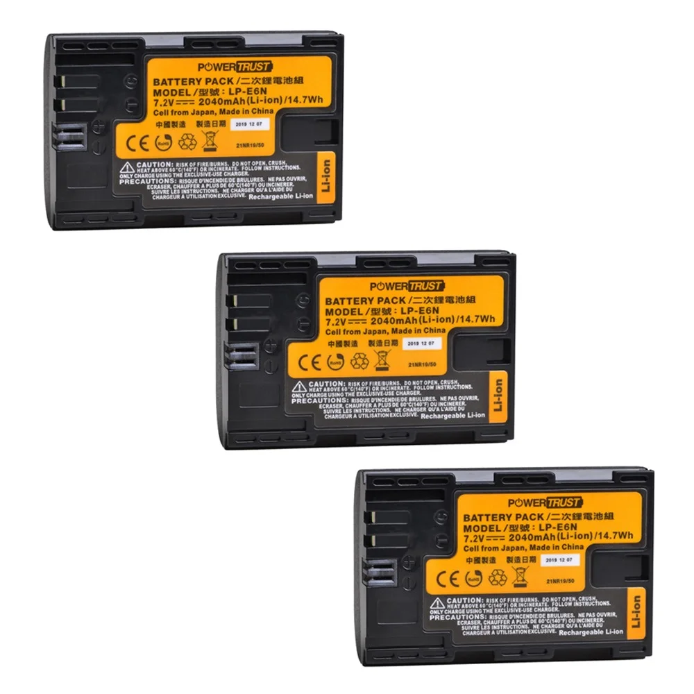 LP-E6N LP-E6 배터리, 캐논 EOS 60D, 70D, 80D, 5DS R, 5D Mark II III IV, 5DS, 6D, 7D, C700, XC15 카메라용, 실제 2040mAh