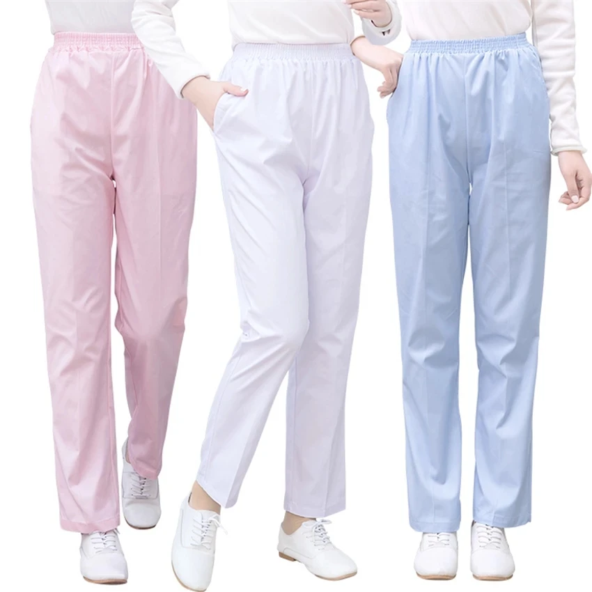 New Medical Uniform Work Trouser Doctor Nurse Elastic Waist Women Dental Scrub Pants SPA Clinical Pant Lab SPA Nursing Surgical