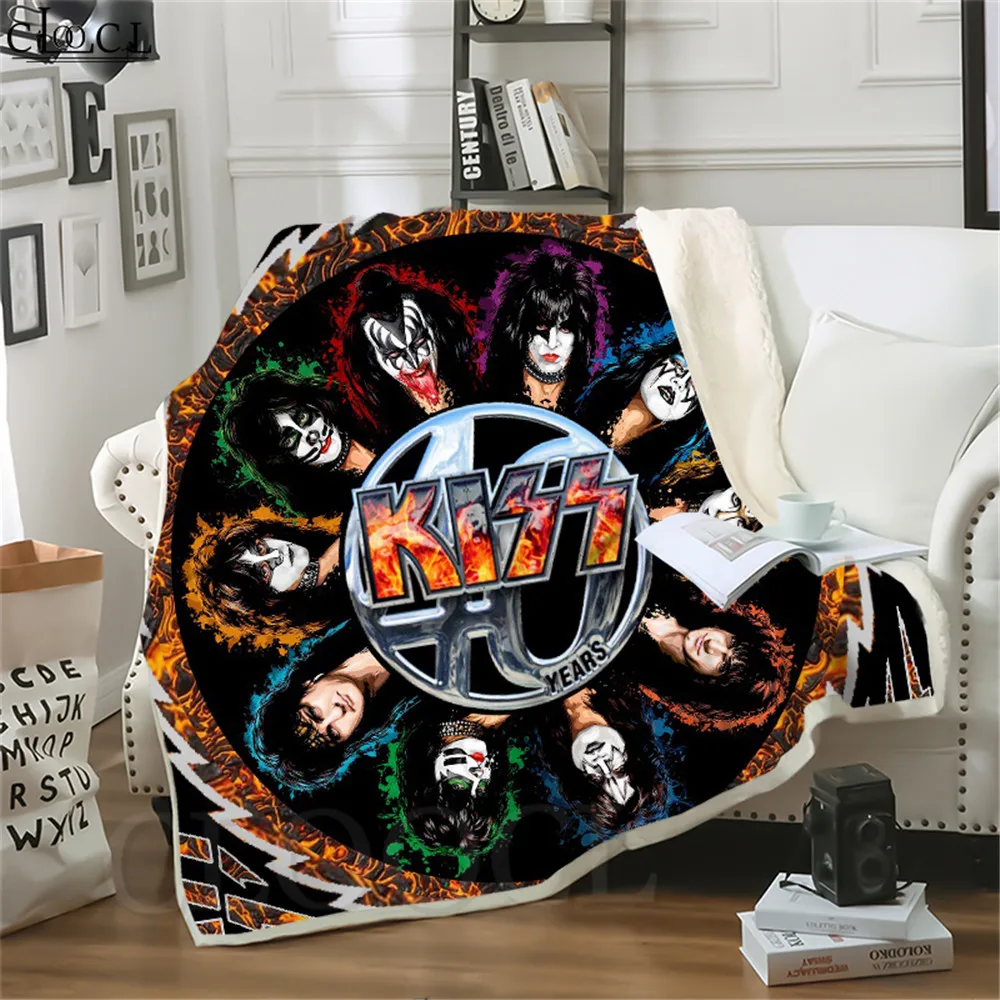 

Double Layer Blankets for Beds Rock Band KISS 3D Blanket Fluffy Adult Quilts Boy Girl Home Decoration Beddings Throw Blanket